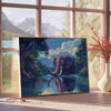 space stunning elephant poster vibrant green blue hues captivating wall art perfect gift room décor A4 cm A0 sizes versatile display options