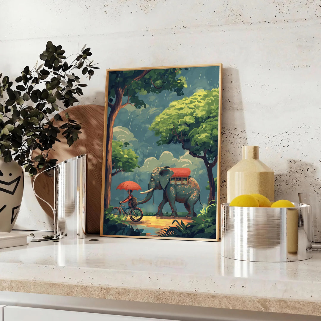 Elephant Wildlife Poster Travel Poster High Quality Frame Premium Print Home Decor Color