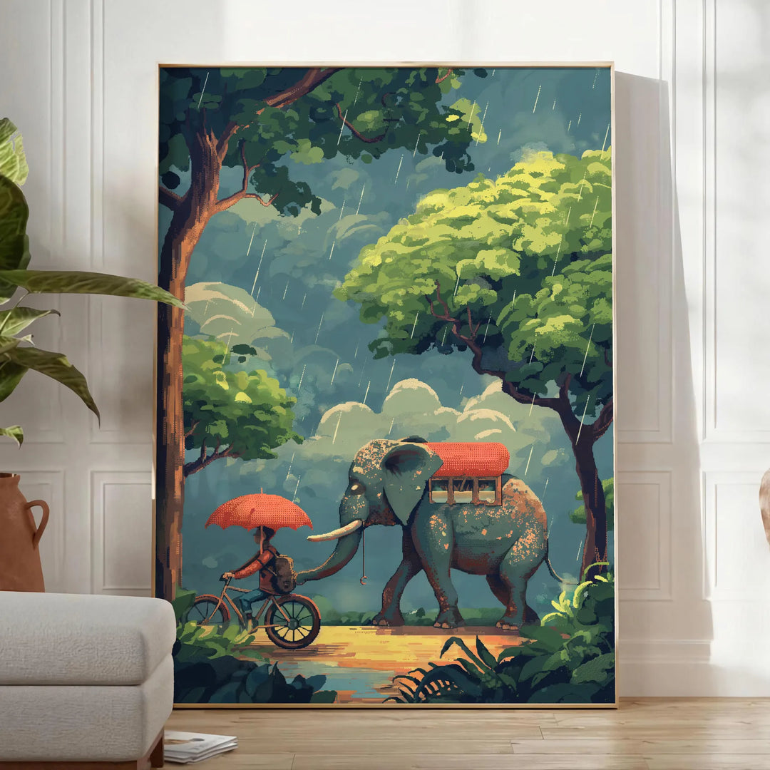 Elephant Wildlife Poster Travel Poster High Quality Frame Premium Print Home Decor Color