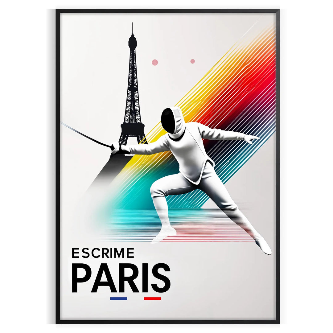 Escrime 2 Paris Poster Travel Poster High Quality Frame Premium Print Home Decor Color