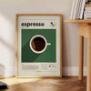 kitchen décor Italian espresso poster vibrant green orange hues stunning wall art print essence Italy perfect gift coffee lovers captivating artwork today