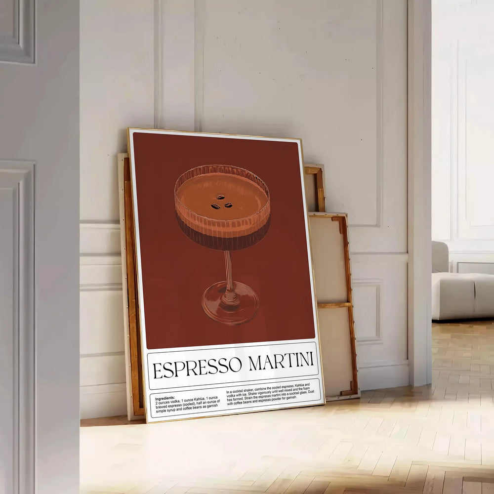 Espresso Martini Cocktail Print Travel Poster High Quality Frame Premium Print Home Decor Color