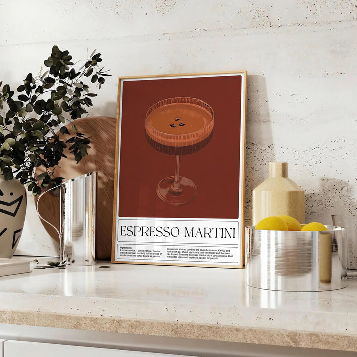 Espresso Martini Cocktail Print Travel Poster High Quality Frame Premium Print Home Decor Color