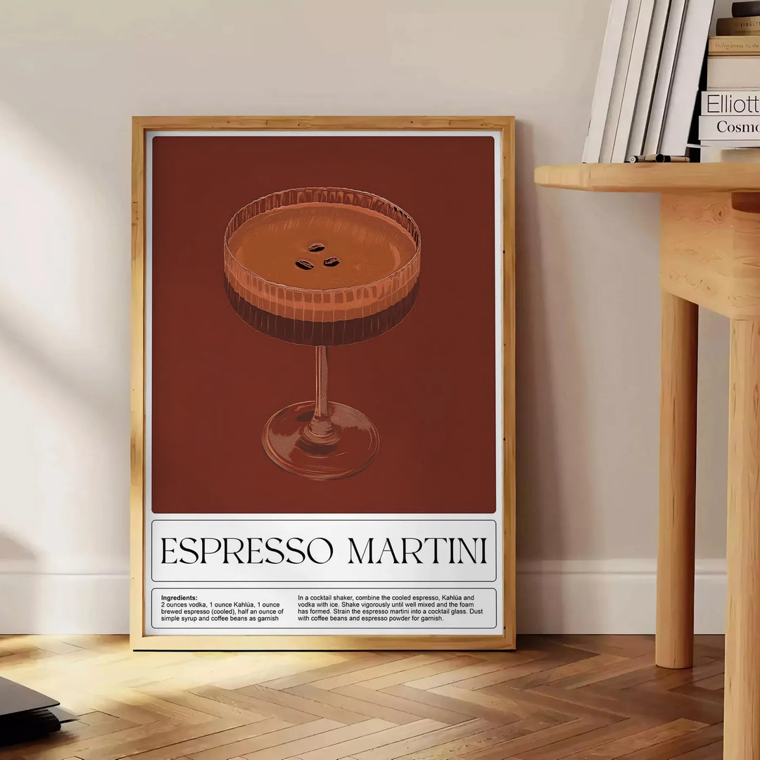 Espresso Martini Cocktail Print Travel Poster High Quality Frame Premium Print Home Decor Color