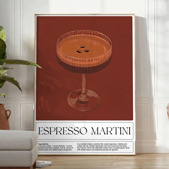 Espresso Martini Cocktail Print Travel Poster High Quality Frame Premium Print Home Decor Color