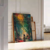 vibrant energy experimental art green orange poster space eye wall unique gift versatile sizes A4 cm A0 decor artwork