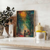 vibrant energy experimental art green orange poster space eye wall unique gift versatile sizes A4 cm A0 decor artwork