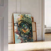 intriguing experimental art poster dynamic shades green orange unique wall thoughtful gift print space vibrant energy frame standalone masterpiece