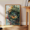 intriguing experimental art poster dynamic shades green orange unique wall thoughtful gift print space vibrant energy frame standalone masterpiece