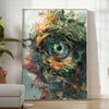 intriguing experimental art poster dynamic shades green orange unique wall thoughtful gift print space vibrant energy frame standalone masterpiece