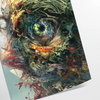 intriguing experimental art poster dynamic shades green orange unique wall thoughtful gift print space vibrant energy frame standalone masterpiece
