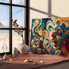 space vibrant expressionism art poster dynamic greens yellows wall unique gift eye artwork room ambiance