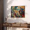 space vibrant expressionism art poster dynamic greens yellows wall unique gift eye artwork room ambiance