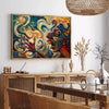 space vibrant expressionism art poster dynamic greens yellows wall unique gift eye artwork room ambiance