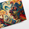space vibrant expressionism art poster dynamic greens yellows wall unique gift eye artwork room ambiance