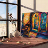 univers art expressionniste affiche captivante nuances vert orange choix parfait espace un cadeau unique encadrement