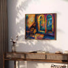 univers art expressionniste affiche captivante nuances vert orange choix parfait espace un cadeau unique encadrement