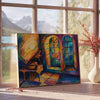 univers art expressionniste affiche captivante nuances vert orange choix parfait espace un cadeau unique encadrement