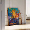 space vibrant expressionism art poster dynamic green orange hues wall unique artwork gift splash creativity room frame style