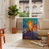 space vibrant expressionism art poster dynamic green orange hues wall unique artwork gift splash creativity room frame style