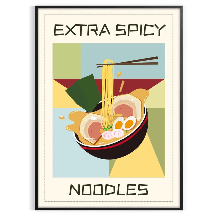 Extra Spicy Noodles Kitchen Wall Art Travel Poster High Quality Frame Premium Print Home Decor Color