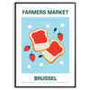 vibrant charm farmer market space green orange poster stunning Brussels fruit art wall thoughtful gift print room sizes A4 cm A0