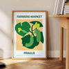 space vibrant Farmer Market Botanical Poster lush green orange hues wall art perfect nature lovers unique gift ideal size A4 cm A0 room charm