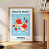 vibrant charm farmer market space green orange poster stunning Brussels fruit art wall thoughtful gift print room sizes A4 cm A0