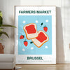 vibrant charm farmer market space green orange poster stunning Brussels fruit art wall thoughtful gift print room sizes A4 cm A0