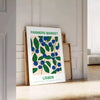 vibrant Farmer Market Plant Art Poster lush green blue hues wall collection unique gift space artwork unframed options style