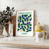 vibrant Farmer Market Plant Art Poster lush green blue hues wall collection unique gift space artwork unframed options style