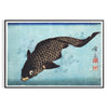 elegance vintage Japanese fish poster tranquil shades green blue captivating artwork perfect space thoughtful gift wall art collection various sizes A4 cm A0