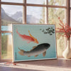 elegance vintage Japanese fish poster serene green blue hues wall art aficionados unique gift artwork tradition tranquility space dimensions A4 cm A0