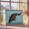 elegance vintage Japanese fish poster tranquil shades green blue captivating artwork perfect space thoughtful gift wall art collection various sizes A4 cm A0