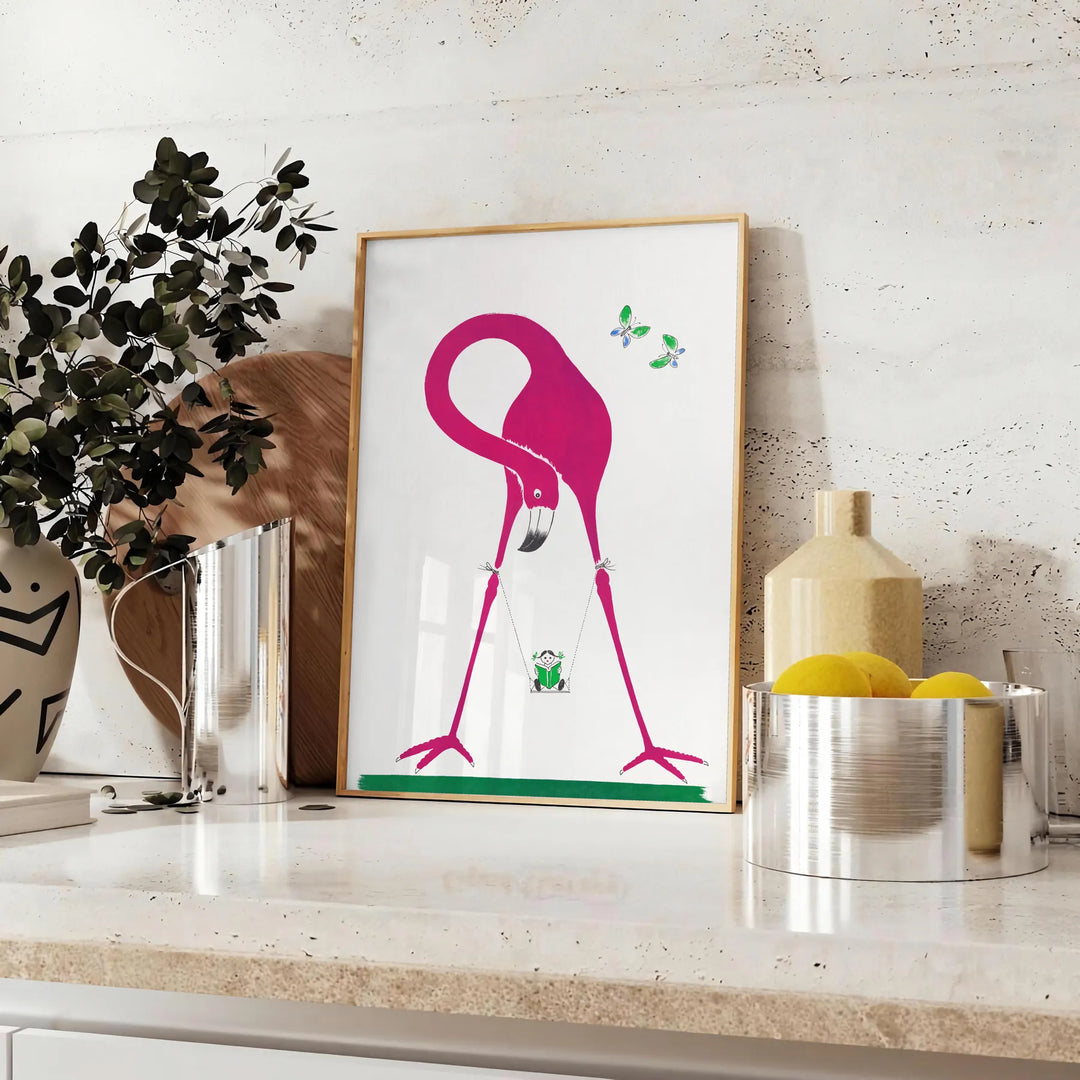 Flamingo Wildlife Print Travel Poster High Quality Frame Premium Print Home Decor Color