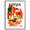 stunning Florida vintage travel poster state charm shades black brown wall art unique gift captivating artwork space sizes A4 cm A0