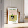 une touche élégance vintage intérieur affiche Marché Fleurs poster botanique teintes vertes oranges parfait amateurs art floral cadeau idéal disponible encadré