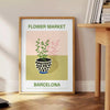 une touche élégance vintage intérieur affiche Marché Fleurs poster botanique teintes vertes oranges parfait amateurs art floral cadeau idéal disponible encadré
