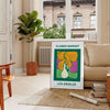 space vibrant Flower Market Poster lush botanical designs green red hues wall art thoughtful gift print essence sizes A4 cm A0