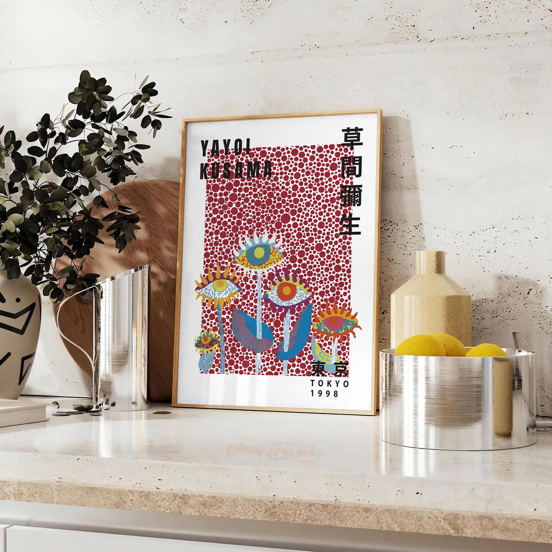 Flowers Yayoi Kusama Art Print Travel Poster High Quality Frame Premium Print Home Decor Color