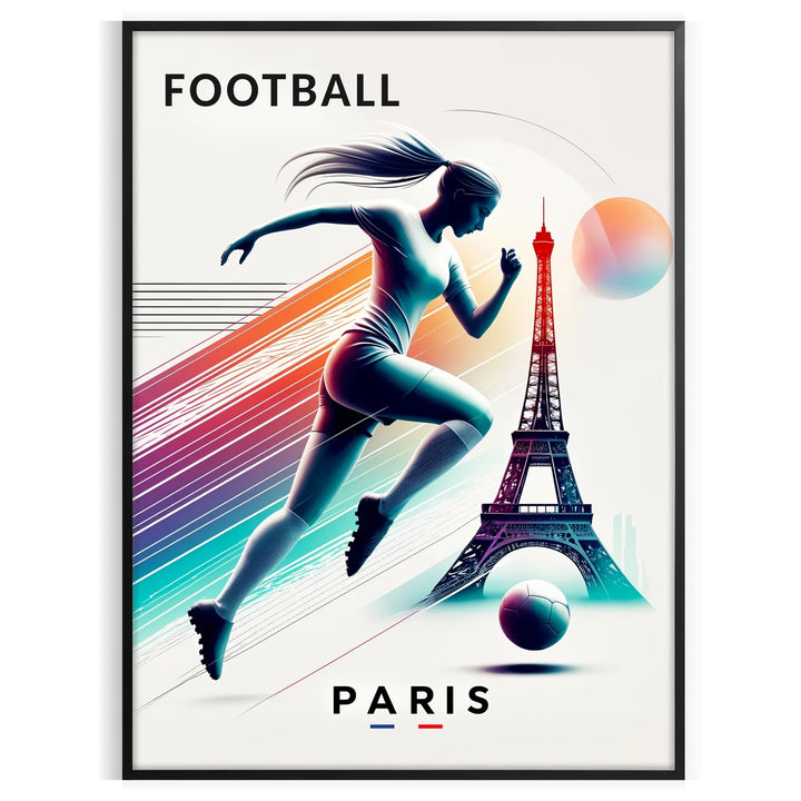 Football 2 Paris Poster Travel Poster High Quality Frame Premium Print Home Decor Color