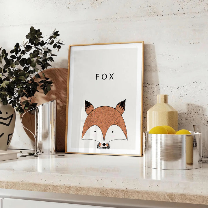 Fox Animal Print Travel Poster High Quality Frame Premium Print Home Decor Color