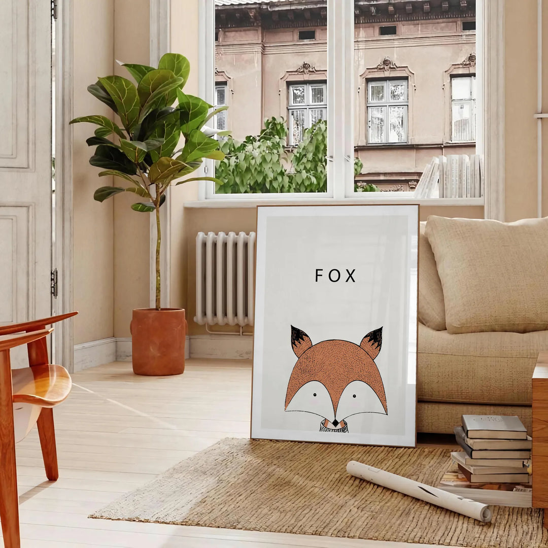 Fox Animal Print Travel Poster High Quality Frame Premium Print Home Decor Color