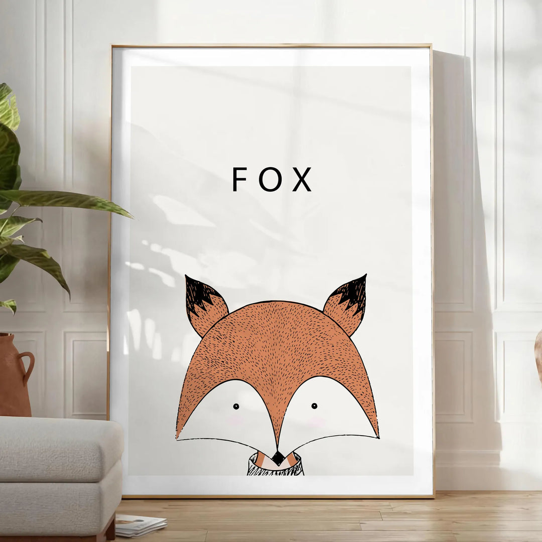 Fox Animal Print Travel Poster High Quality Frame Premium Print Home Decor Color