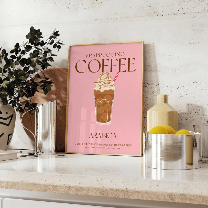 Frappuccino Coffee Cocktail Print Travel Poster High Quality Frame Premium Print Home Decor Color