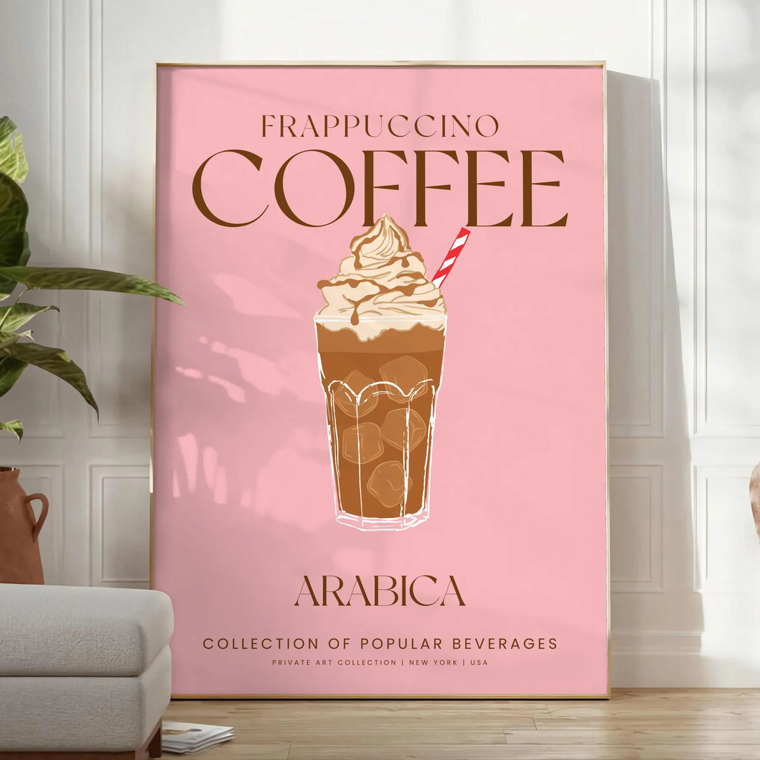 Frappuccino Coffee Cocktail Print Travel Poster High Quality Frame Premium Print Home Decor Color