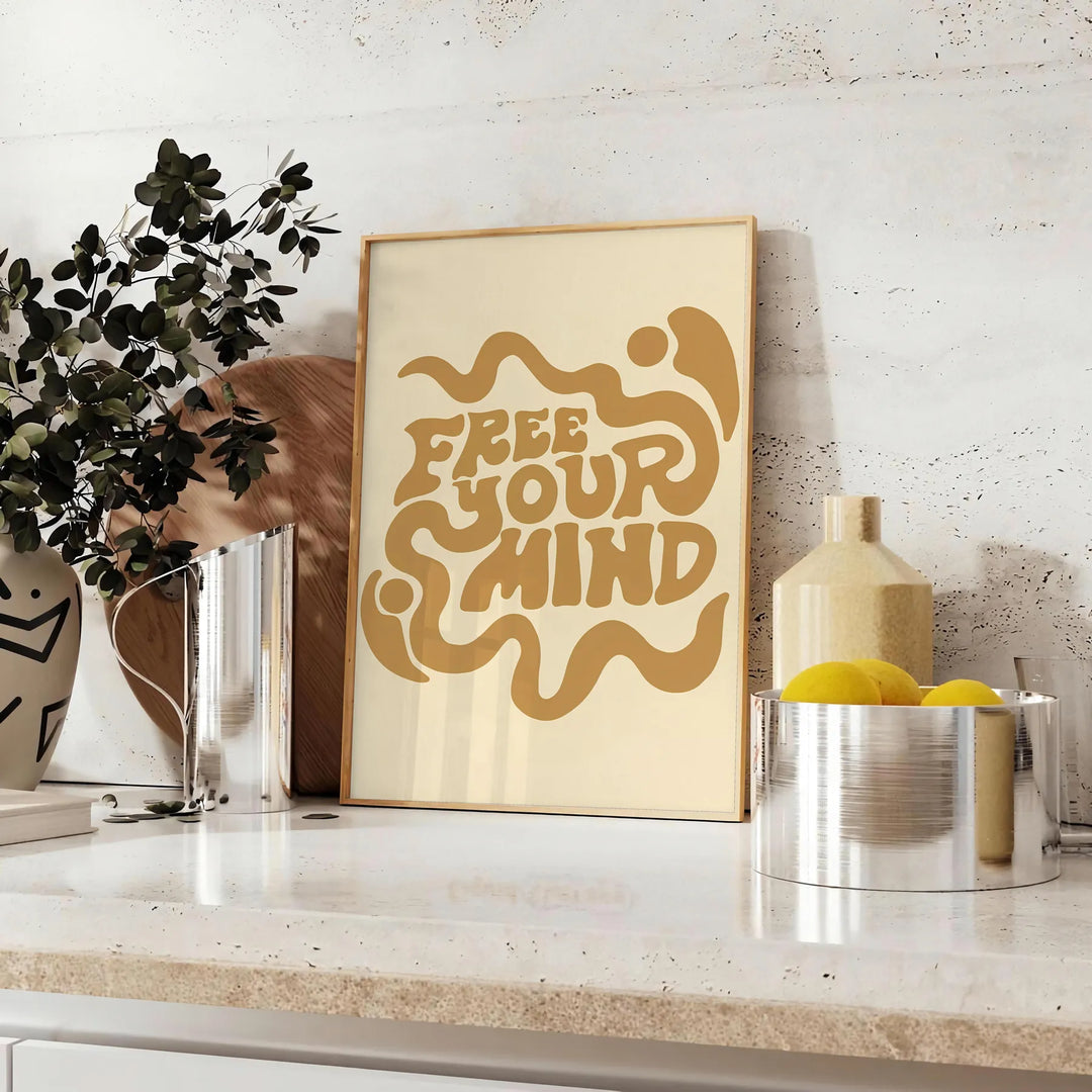 Free Your Mind Groovy Poster Travel Poster High Quality Frame Premium Print Home Decor Color