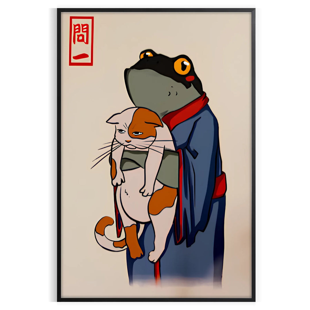 Frog And Cat Matsumoto Hoji Japan Poster Travel Poster High Quality Frame Premium Print Home Decor Color