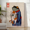 enchanting fusion frog cat motifs Matsumoto Hoji Japanese poster rich black brown hues perfect artwork wall art collection unique gift unframed versions