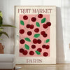 space captivating Fruit Market Paris poster vibrant brown orange palette wall art piece ideal gift lovers enthusiasts sizes A4 cm A0